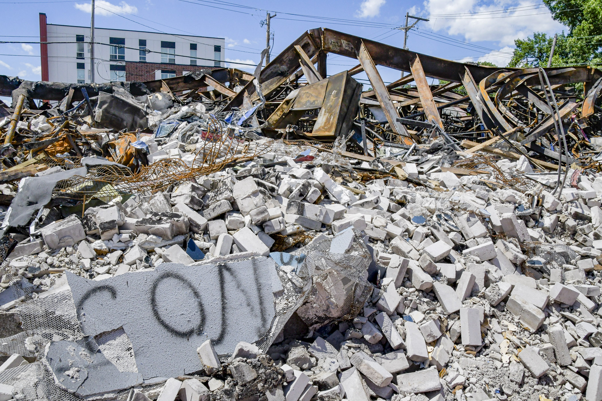 The aftermath of civil unrest and looting in St. Paul's Midway neighborhood, pictured in June. A House energy panel on Thursday considered a plan to promote energy efficient technologies in rebuilt buildings. House Photography file photo